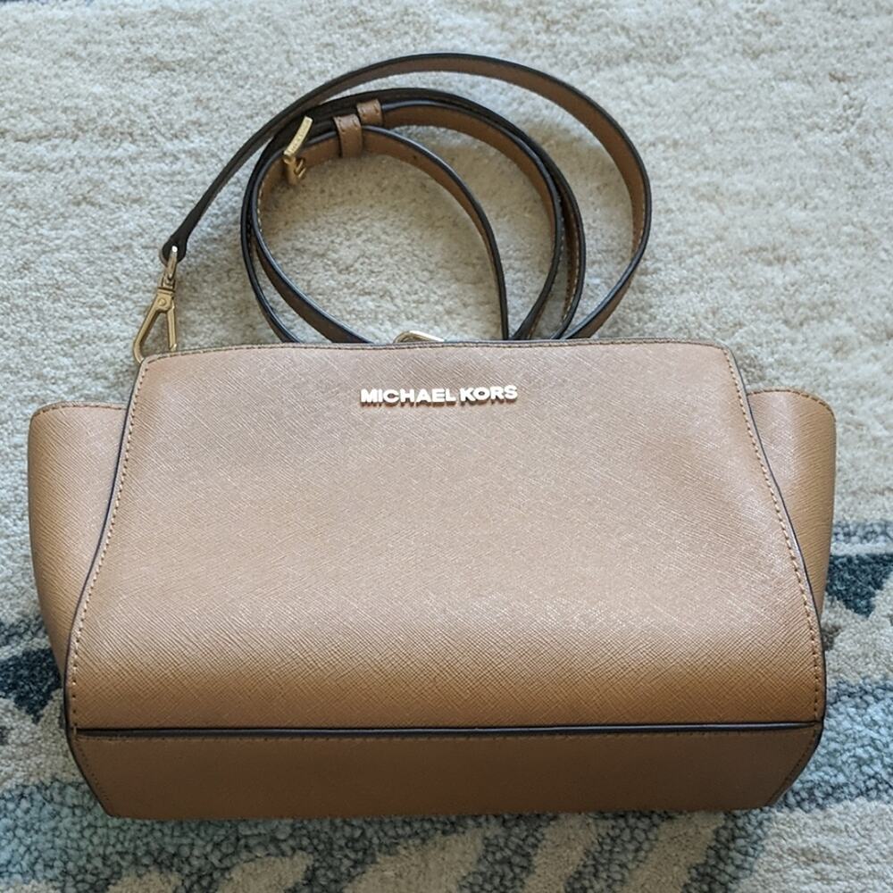Michael Kors Selma Bag Medium Saddle Tan Brown EUC Elevated Basics